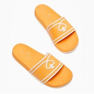 Kate Spade Tangerine Slides with Heart Accent